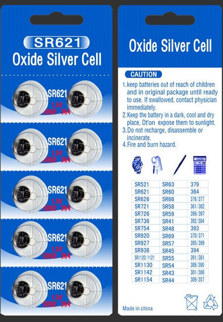 BBW 364/363 - SR621 Silver Oxide Button Battery 1.55V - 2 Pack FREE SHIPPING