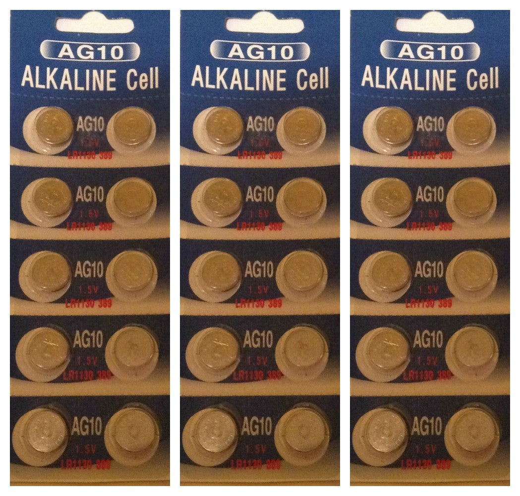 BBW AG10 / LR1130 Alkaline Button Watch Battery 1.5V - 30 Pack - FREE SHIPPING