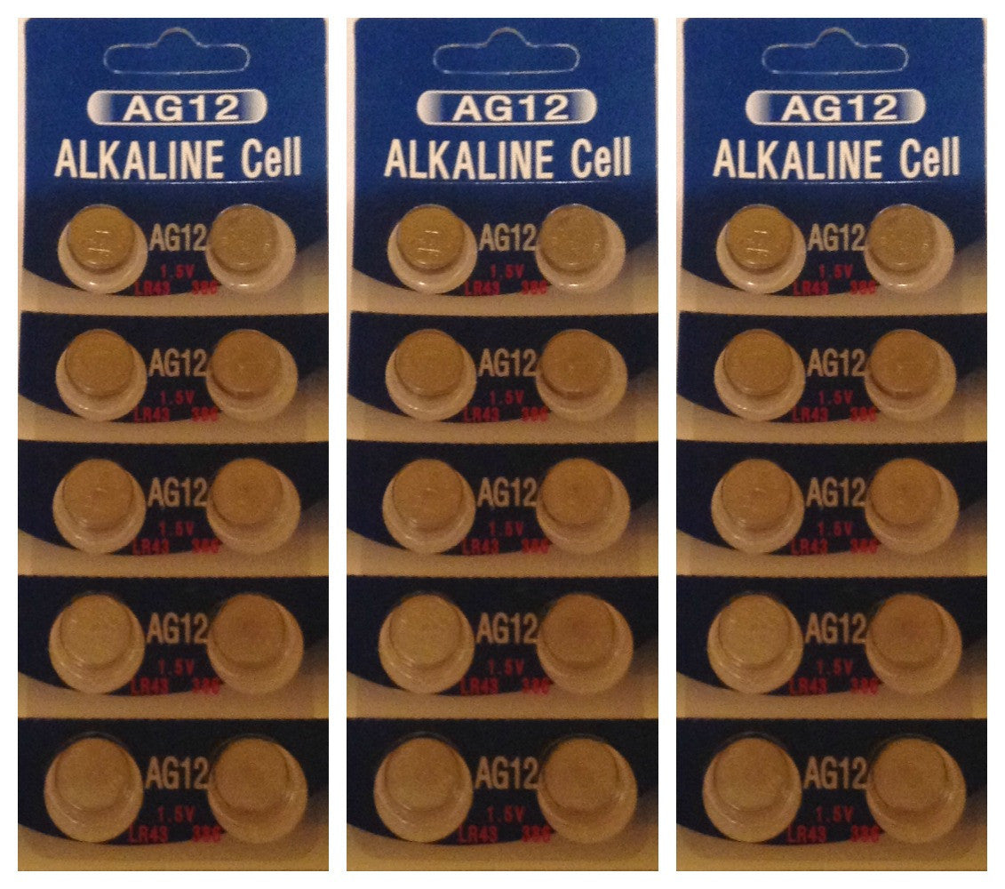 BBW AG12 / LR43 Alkaline Button Watch Battery 1.5V - 30 Pack - FREE SHIPPING