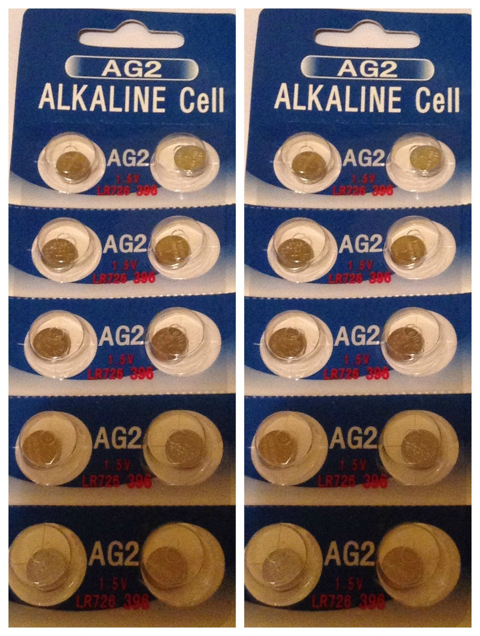 BBW AG2 / LR726 Alkaline Button Watch Battery 1.5V - 20 Pack - FREE SHIPPING