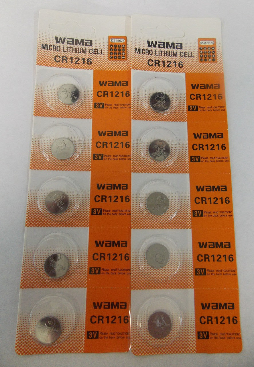 BBW CR1216 3V Lithium Coin Battery 10 Pack - FREE SHIPPING
