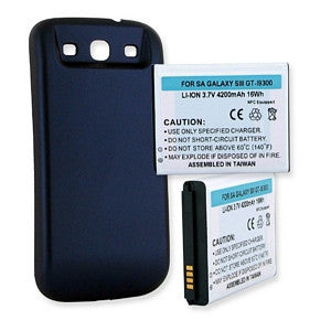 BBW SAMSUNG GALAXY S III 4200mAh EXTENDED BATTERY WITH NFC BLUE CVR FREE SHIPPING