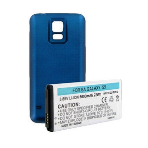 BBW SAMSUNG GALAXY S5 EXTENDED BATTERY W/NFC BLUE COVER FREE SHIPPING