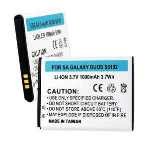 BBW SAMSUNG GALAXY Y DUOS S6102 3.7V 1000mAh LI-ION BATTERY FREE SHIPPING