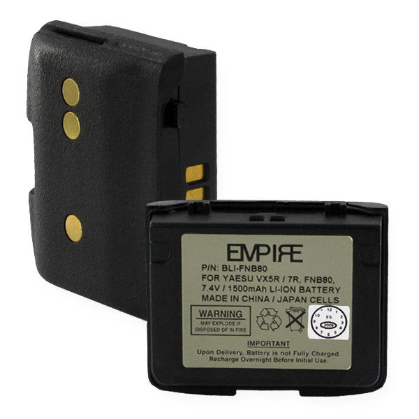 BBW YAESU and VERTEX VX5R LI-ION 1.3Ah Two-way Battery