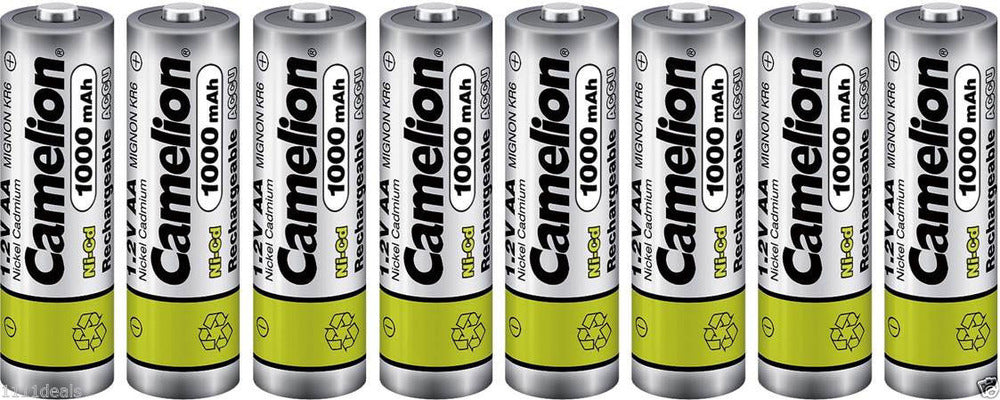 Camelion AA Rechargeable NiCD Batteries 1000mAH 8 Pack FREE SHIPPING