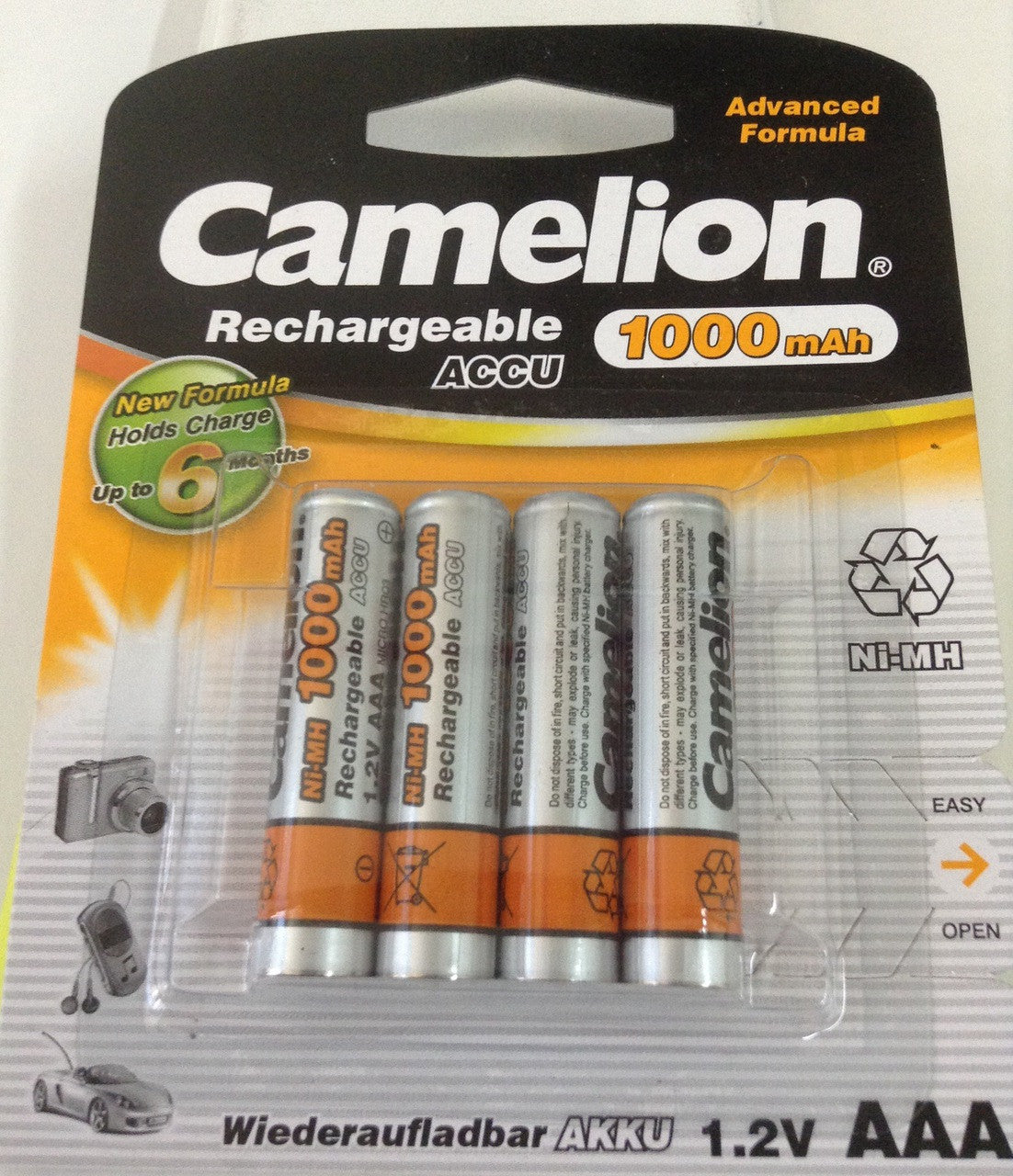 Camelion Advanced Formula AAA Rechargeable NiMH Batteries 1000mAh 4 Pack Retail FREE SHIPPING