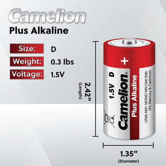 Camelion Alkaline D Size - 24 Pack + FREE SHIPPING!