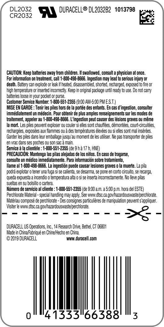 Duracell - 2032 3V Lithium Coin Battery - long lasting battery - 1 count