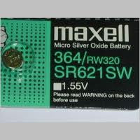 Maxell 364 - SR621 Silver Oxide Button Battery 1.55V - 5 Pack FREE SHIPPING