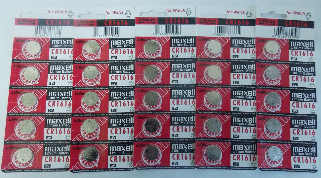 Maxell CR1616 3 Volt Lithium Coin Battery - 25 Pack FREE SHIPPING