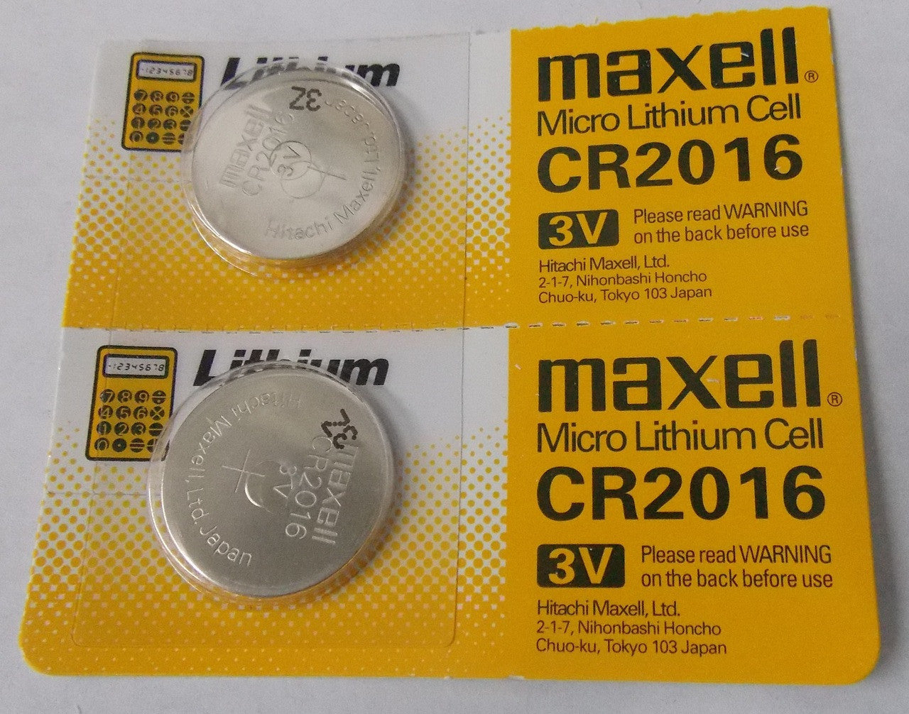 Maxell CR2016 3 Volt Lithium Coin Battery - 2 Pack - FREE SHIPPING