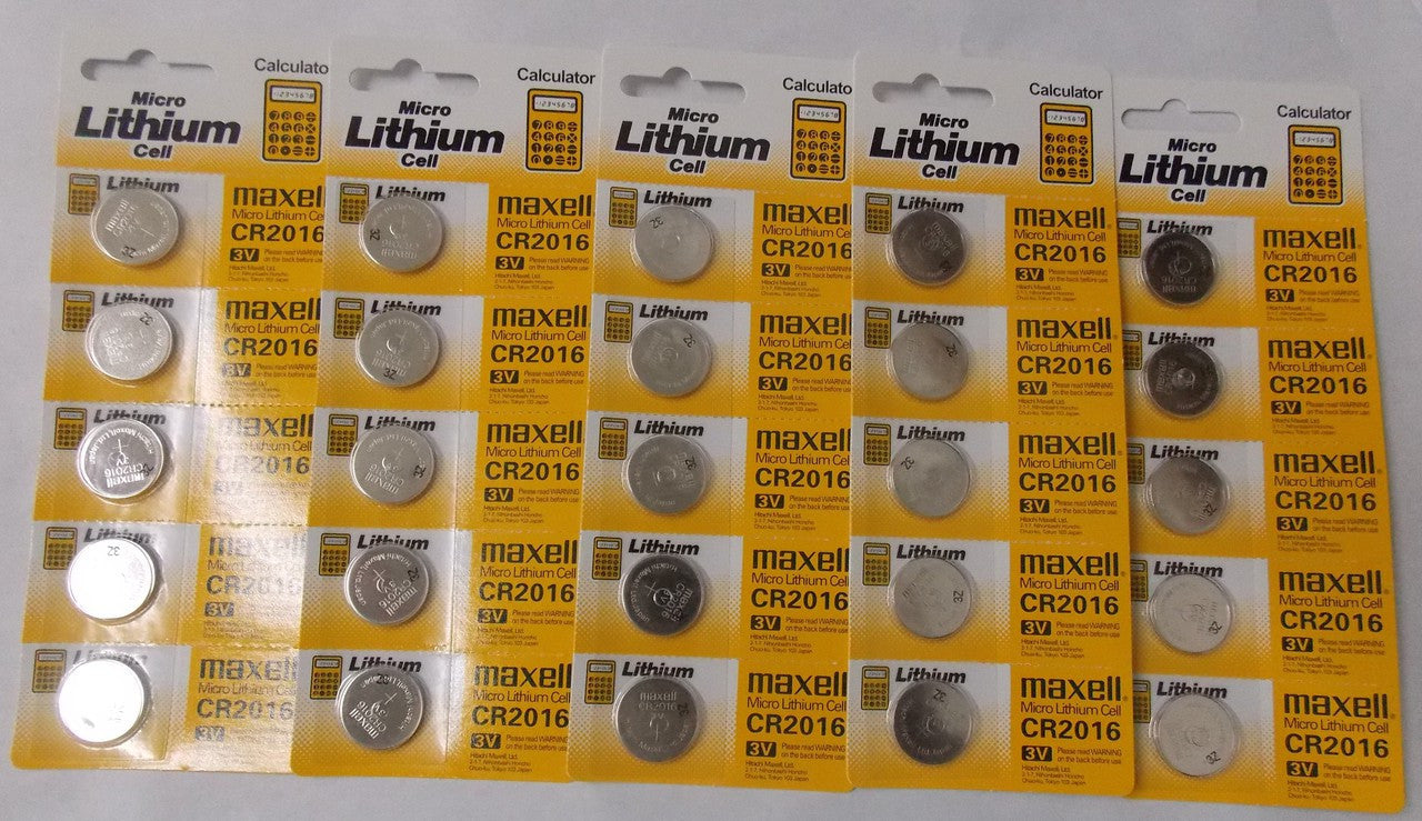 Maxell CR2016 3 Volt Lithium Coin Battery - 25 Pack FREE SHIPPING