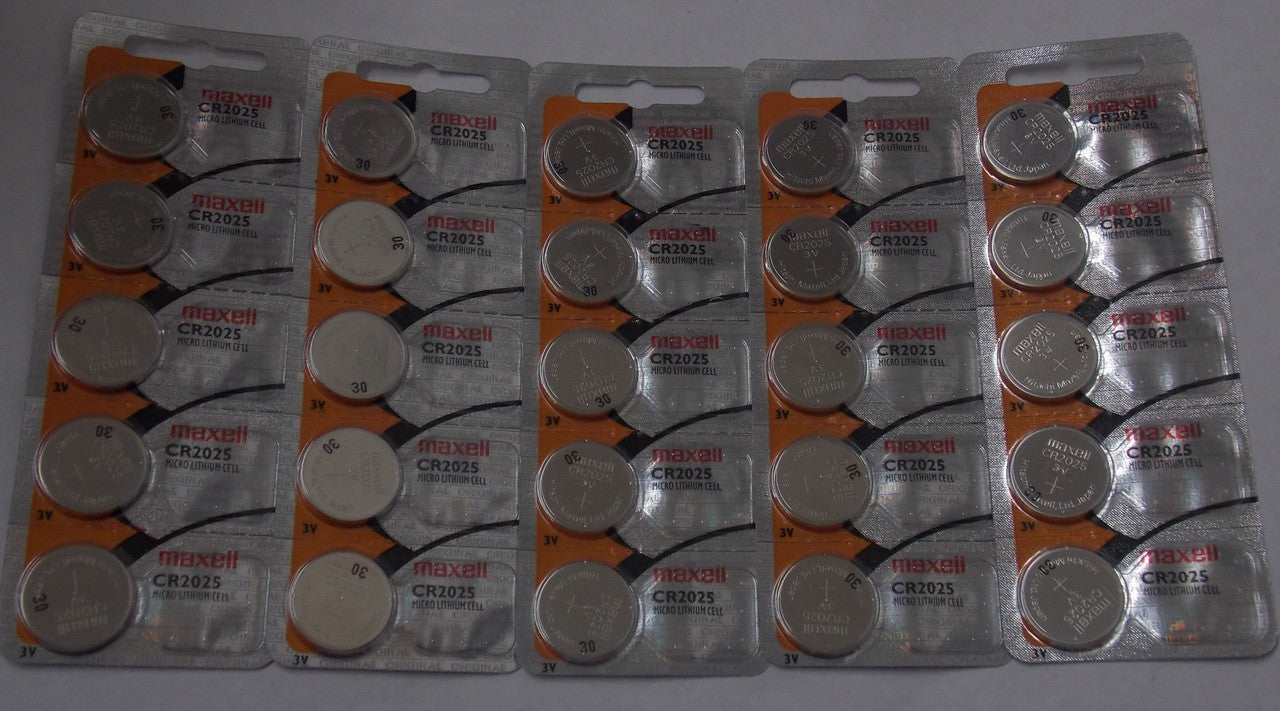 Maxell CR2025 3 Volt Lithium Coin Battery - 25 Pack - FREE SHIPPING