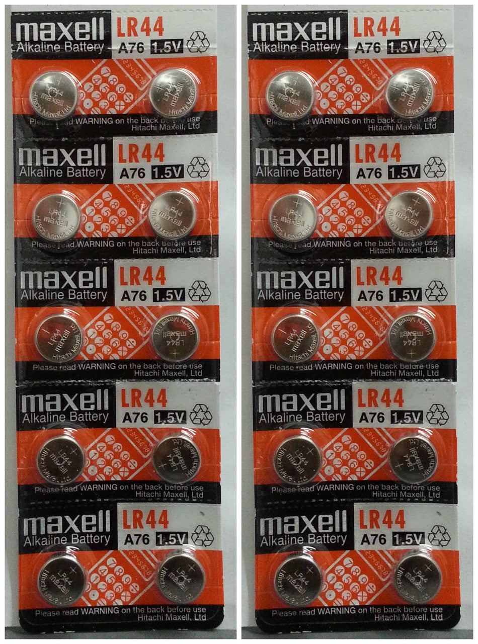 Maxell LR44 - A76 Alkaline Button Battery 1.5V - 20 Pack FREE SHIPPING