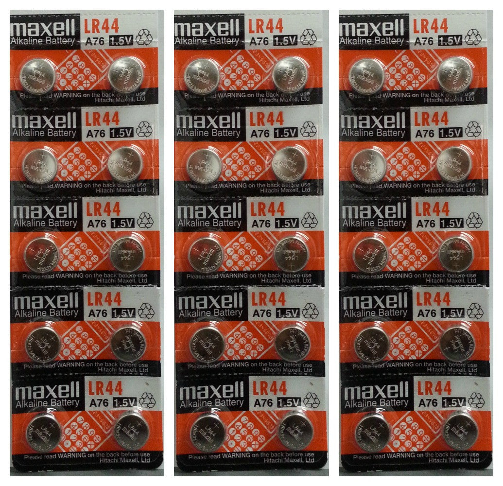 Maxell LR44 - A76 Alkaline Button Battery 1.5V - 30 Pack FREE SHIPPING