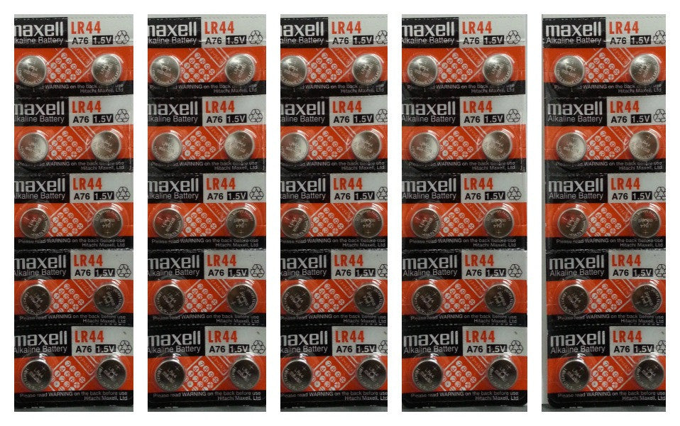 Maxell LR44 - A76 Alkaline Button Battery 1.5V - 50 Pack FREE SHIPPING