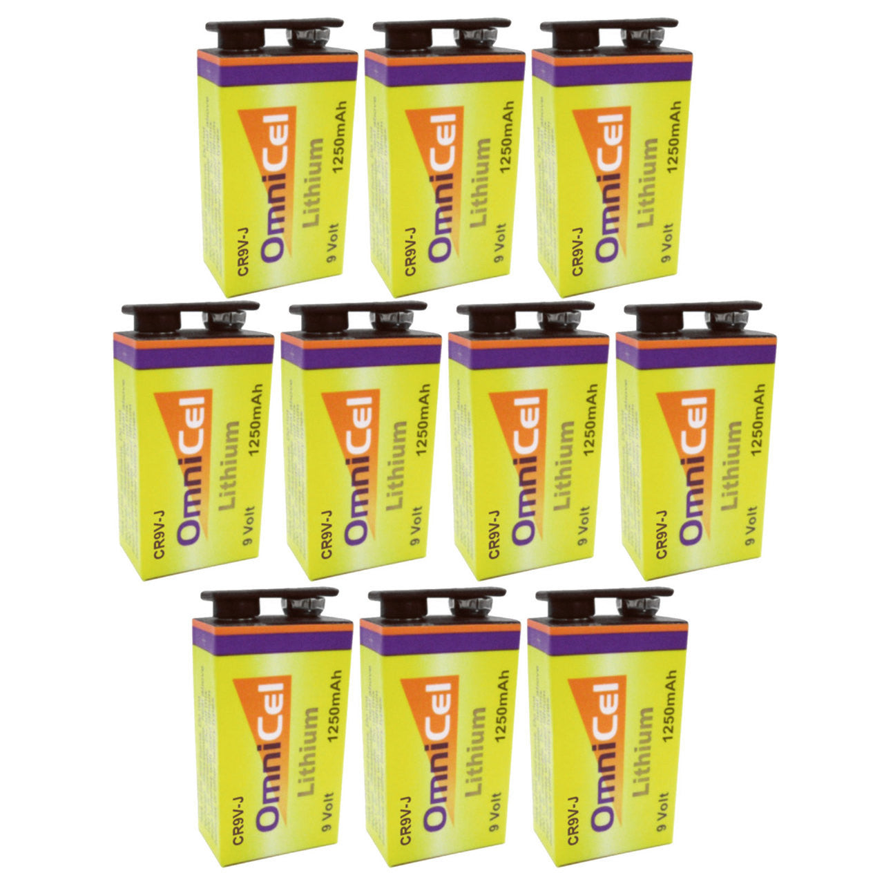 OmniCel 9V Lithium Manganese Dioxide Li-MnO2 Battery - 10 Pack with Free Shipping