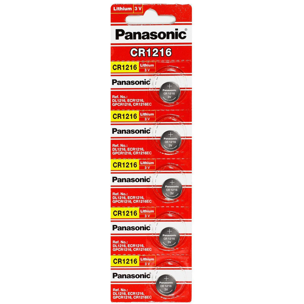 Panasonic CR1216 3V Lithium Coin Battery - 5 Pack FREE SHIPPING