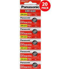 Panasonic CR1220 3V Lithium Coin Battery - 20 Pack + FREE SHIPPING!