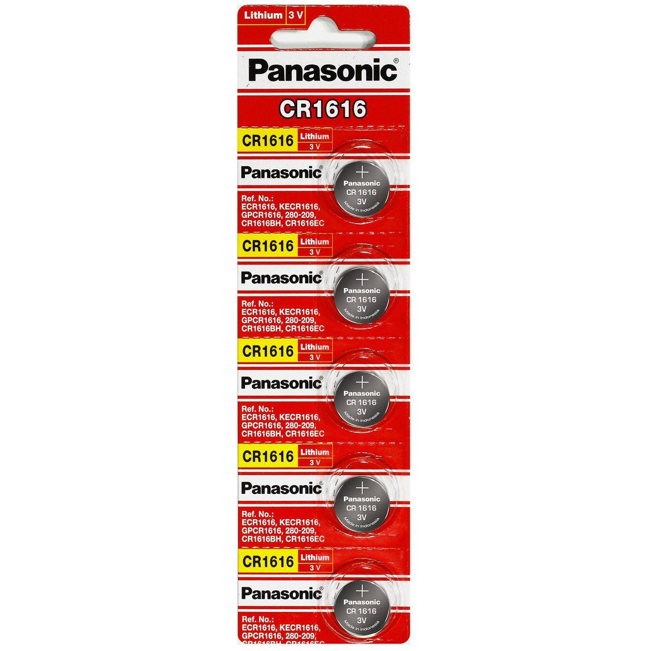 Panasonic CR1616 3V Lithium Coin Battery - 5 Pack FREE SHIPPING