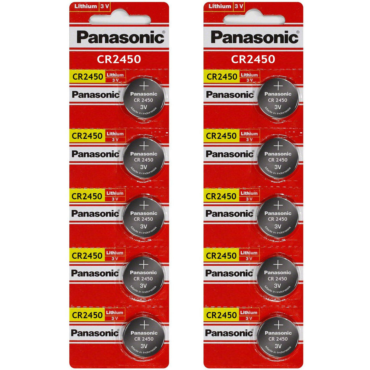 Panasonic CR2450 3V Lithium Coin Battery - 10 Pack FREE SHIPPING