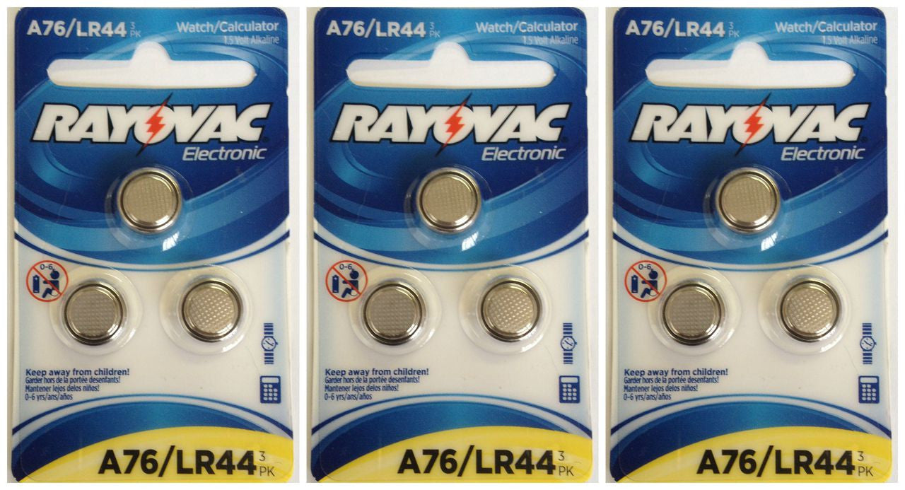 Rayovac A76 / LR44 - A76 Alkaline Button Battery 1.5V - 12 Pack on Retail Cards FREE SHIPPING