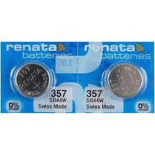 Renata 357/303 - SR44 Silver Oxide Button Battery 1.55V - 2 Pack + FREE SHIPPING!