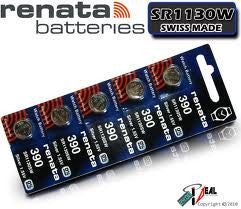 Renata 390/389 - SR1130 Silver Oxide Button Battery 1.55V - 5 Pack FREE SHIPPING