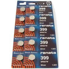 Renata 395/399 - SR927 Silver Oxide Button Battery 1.55V - 5 Pack FREE SHIPPING