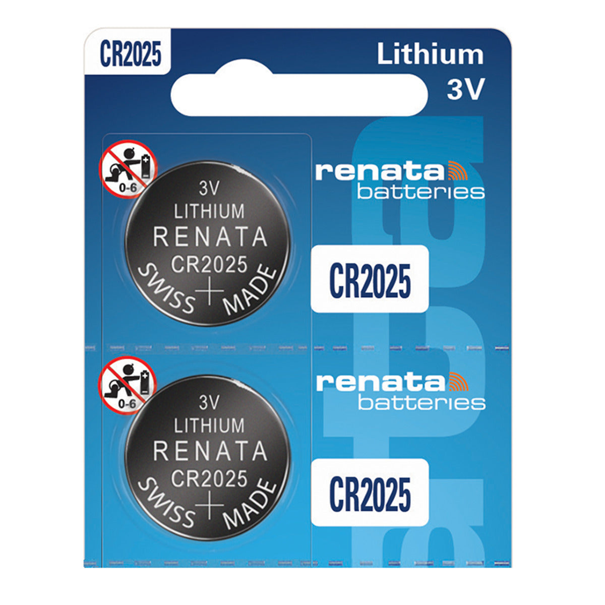 Renata CR2025 Coin Battery - 2 Pack + FREE SHIPPING!