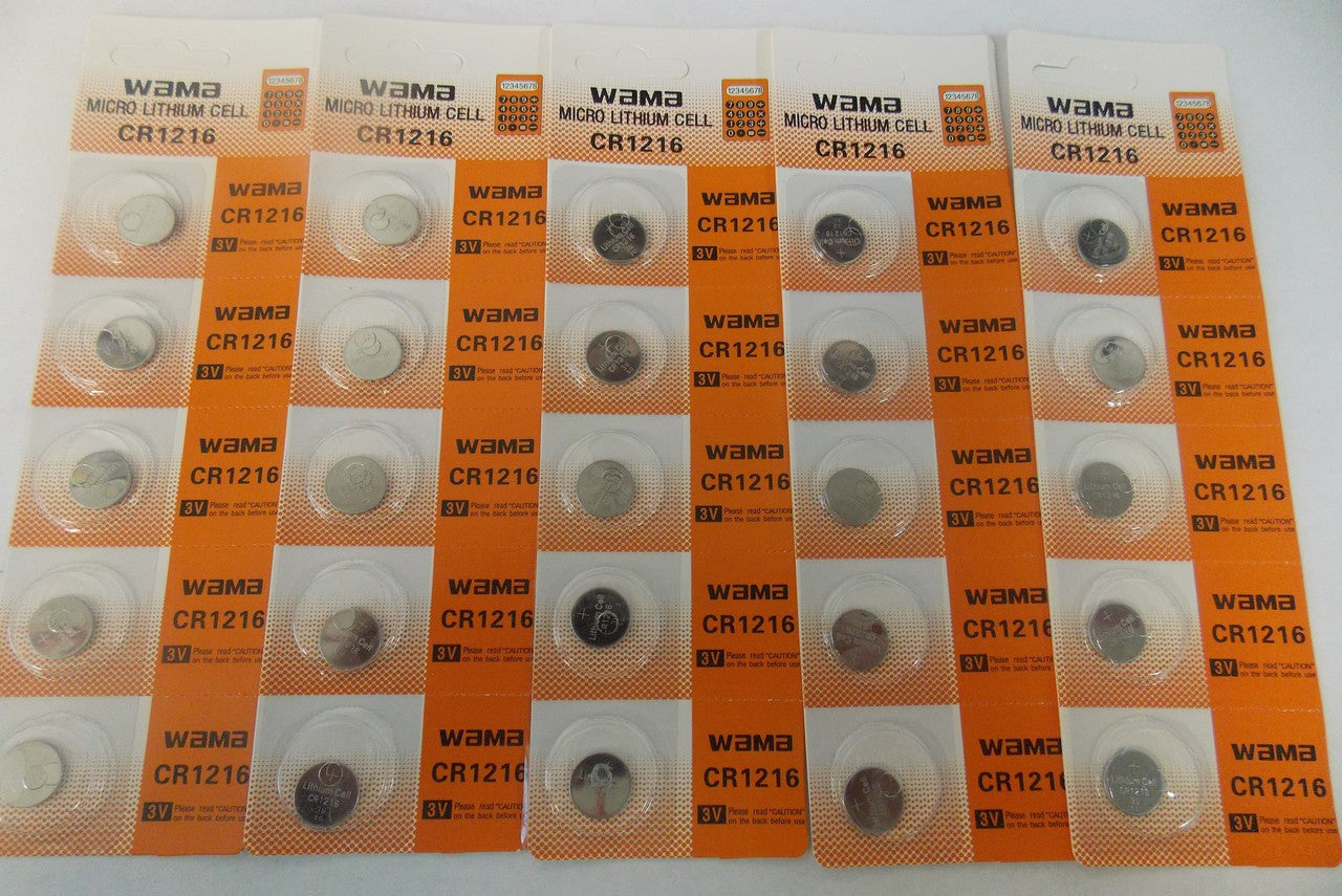 BBW CR1216 3V Lithium Coin Battery 25 Pack - FREE SHIPPING
