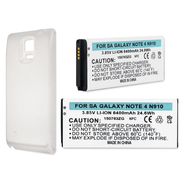 BBW SAMSUNG GALAXY NOTE 4 3.85V 6Ah LI-ION EXT BATT W/NFCWHITE CVR FREE SHIPPING