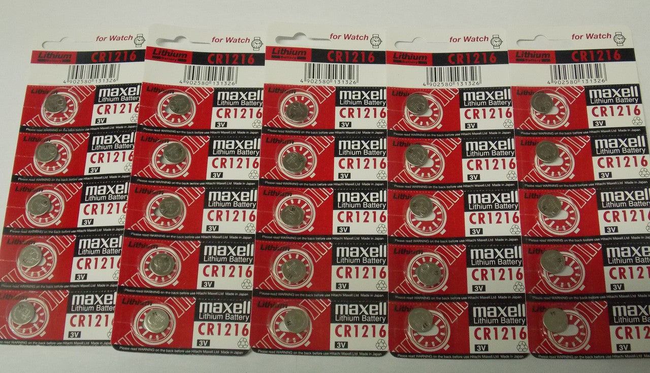 Maxell CR1216 3 Volt Lithium Coin Battery - 25 Pack FREE SHIPPING