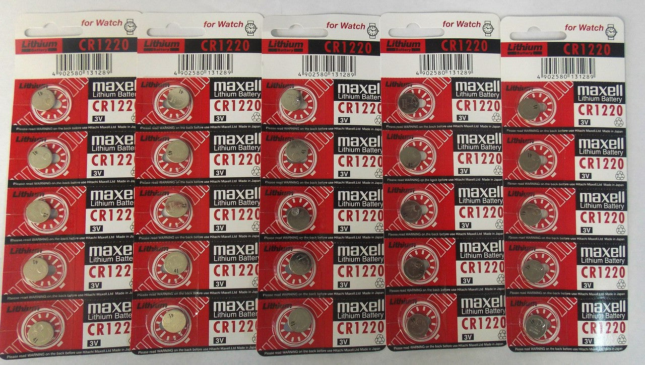 Maxell CR1220 3V Lithium Coin Battery 25 Pack - FREE SHIPPING