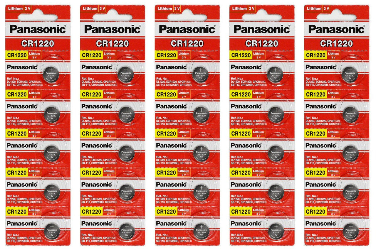 Panasonic CR1220 3V Lithium Coin Battery - 100 Pack FREE SHIPPING
