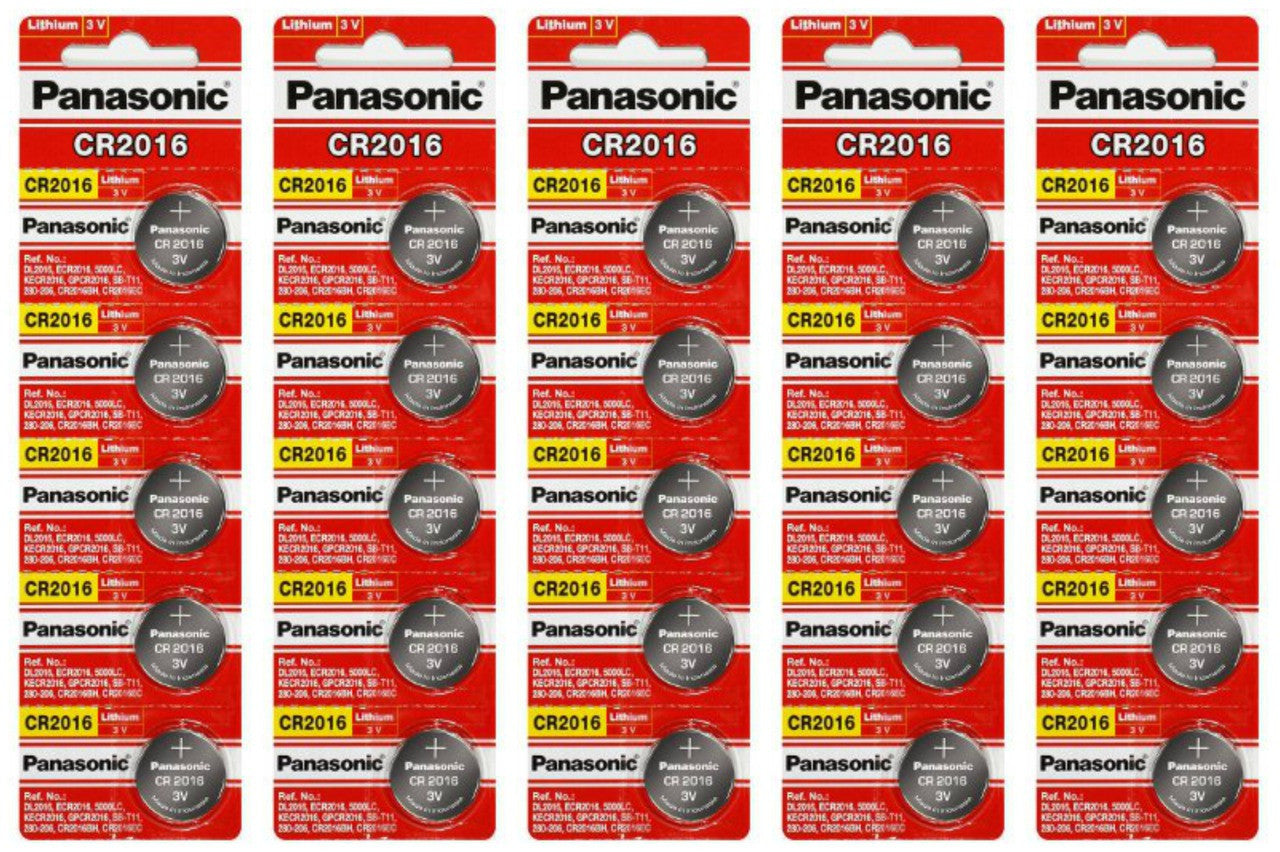 Panasonic CR2016 3V Lithium Coin Battery - 50 Pack FREE SHIPPING