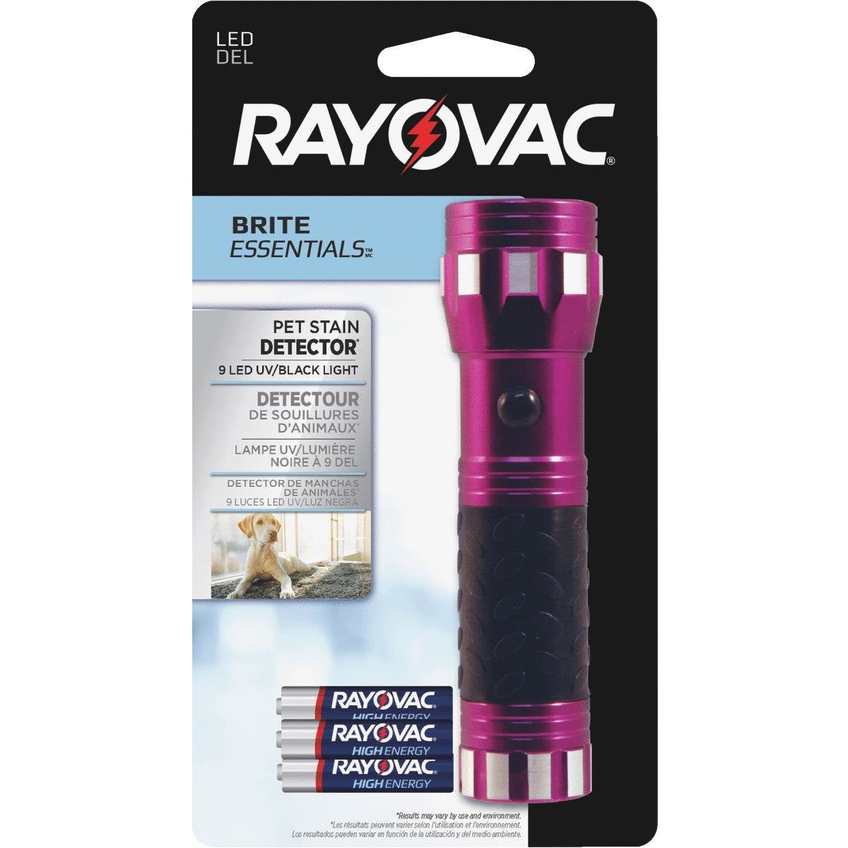 Rayovac Brite Essentials 3AAA LED Pet Stain Detector Flashlight FREE SHIPPING