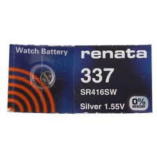 Renata 337 - SR416 Silver Oxide Button Battery 1.55V - 5 Pack FREE SHIPPING
